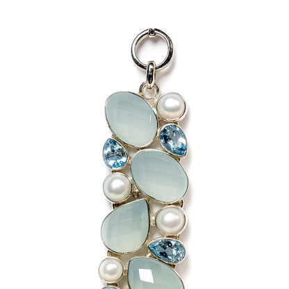 Sterling Silver Bracelet Aqua Chalcedony Pearl