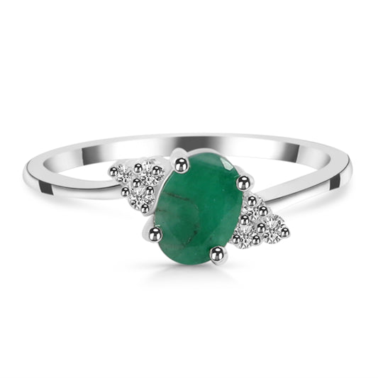 Sterling Silver Ring Emerald  IGR-351  Size 8
