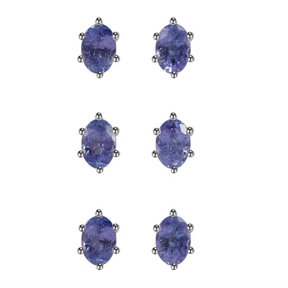 Sterling Silver Earrings Tanzanite  IGE-1077