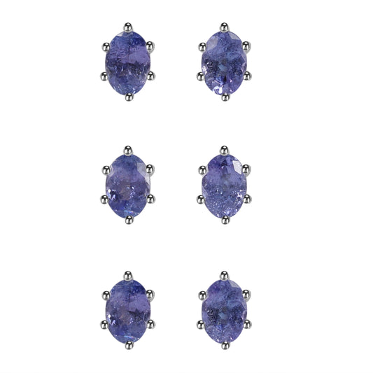 Sterling Silver Earrings Tanzanite  IGE-1077