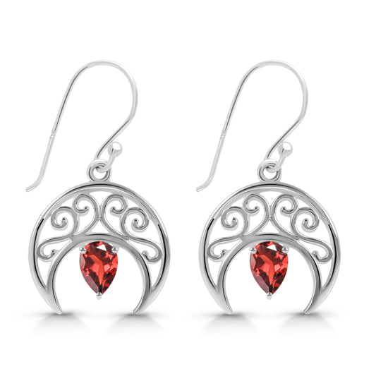 Sterling Silver Earrings Garnet   IGE-890
