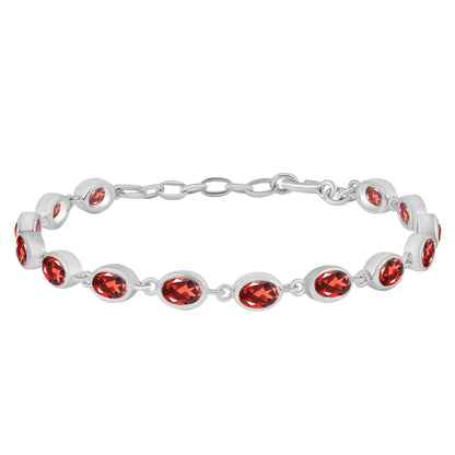 Sterling Silver Bracelet Garnet   IGB-113