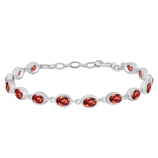 Sterling Silver Bracelet Garnet   IGB-113