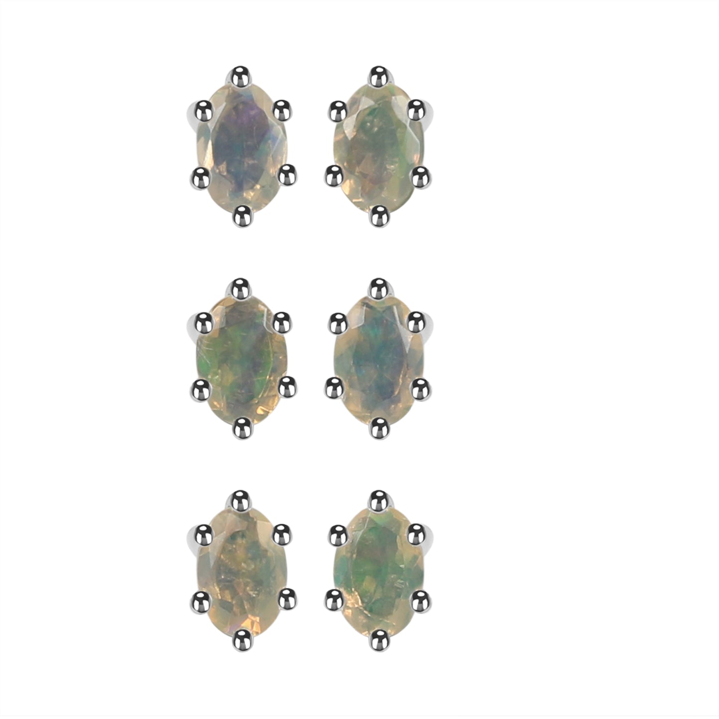 Sterling Silver Earrings Opal  IGE-1202 (Sold in 3 PR Card)