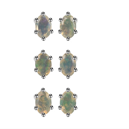 Sterling Silver Earrings Opal  IGE-1202 (Sold in 3 PR Card)