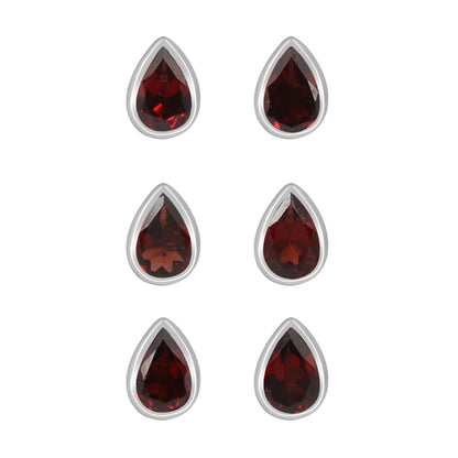 Sterling Silver Earrings Garnet   IGE-1465 (Sold in 3 PR Card)