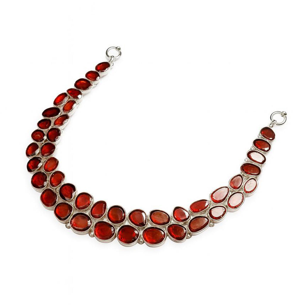 Sterling Silver Necklace Hessonite Garnet