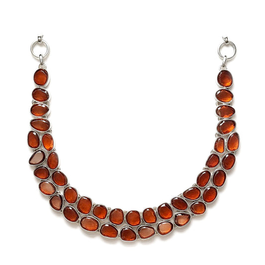 Sterling Silver Necklace Hessonite Garnet