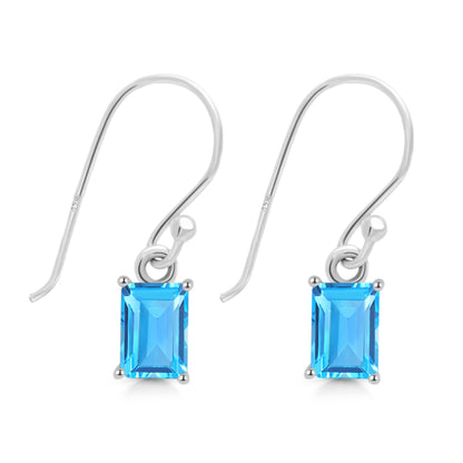 Sterling Silver Earrings Swiss Blue Topaz  IGE-675