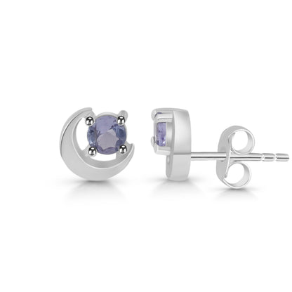 Sterling Silver Earrings Tanzanite  IGE-909