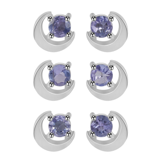 Sterling Silver Earrings Tanzanite  IGE-909