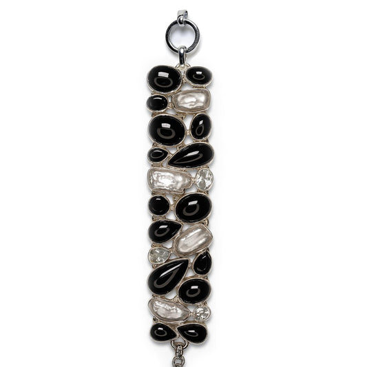 Sterling Silver Bracelet Black Onyx Crystal